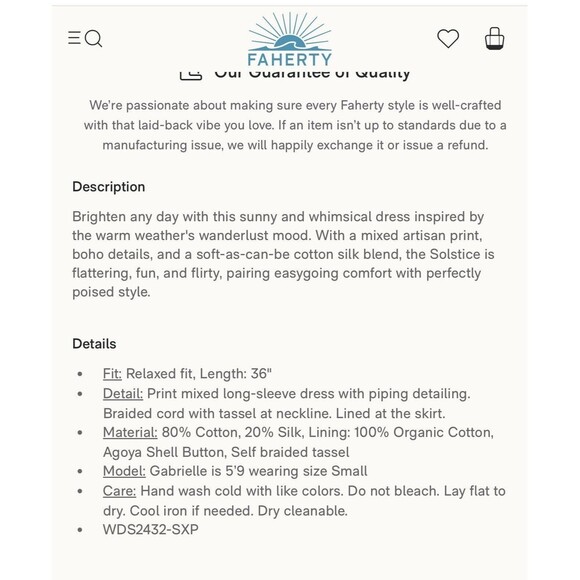 Faherty Solstice Mini Dress Sunburst Mix Print Silk Blend $298 XS New Boho Girli - Picture 5 of 13